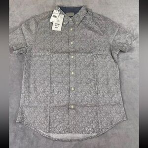 Jachs Men's Gray short Sleeve button up Floral Shirt Summer Size Small